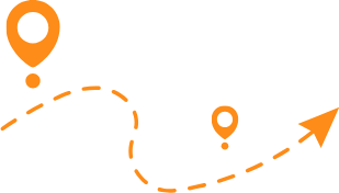 An orange arrow with a GPS pin pointing towards "Home".